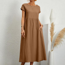 Laden Sie das Bild in den Galerie-Viewer, Langes Kleid in A-Linie mit Rundhalsausschnitt