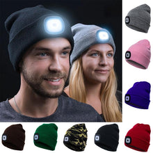 Laden Sie das Bild in den Galerie-Viewer, Abziehbar LED Stirnlampe Beanie Mütze