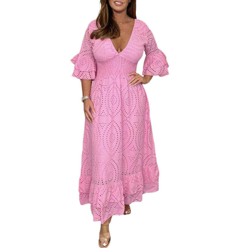 🔥Sommer-Specials🔥V-Ausschnitt Kleid mit hoher Taille
