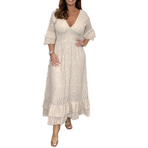 🔥Sommer-Specials🔥V-Ausschnitt Kleid mit hoher Taille