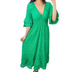 🔥Sommer-Specials🔥V-Ausschnitt Kleid mit hoher Taille