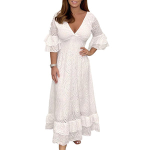 🔥Sommer-Specials🔥V-Ausschnitt Kleid mit hoher Taille