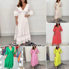 Laden Sie das Bild in den Galerie-Viewer, 🔥Sommer-Specials🔥V-Ausschnitt Kleid mit hoher Taille