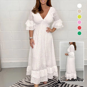 🔥Sommer-Specials🔥V-Ausschnitt Kleid mit hoher Taille