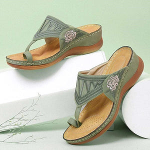 STICKEREI KOMFY WEDGES SANDALEN