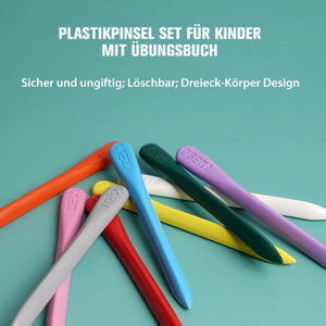 Plastikpinsel Set für Kinder mit Übungsbuch