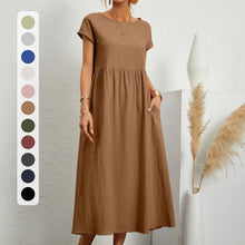 Laden Sie das Bild in den Galerie-Viewer, Langes Kleid in A-Linie mit Rundhalsausschnitt